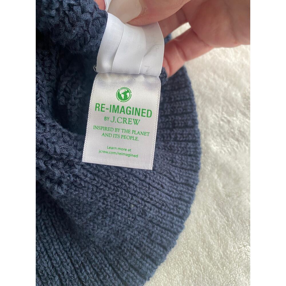 J Crew Navy Ribbed Cropped Chunky Cardigan Sweater XL‎ Button Front Academia Y2K - Picture 8 of 8
